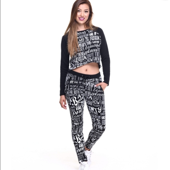Graffiti Print French Terry Top and Joggers - Picture 1 of 10